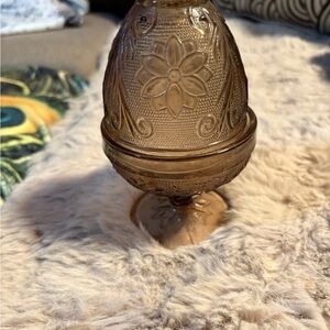 Elegant Smoky Amethyst Tiara Glass Fairy Lamp